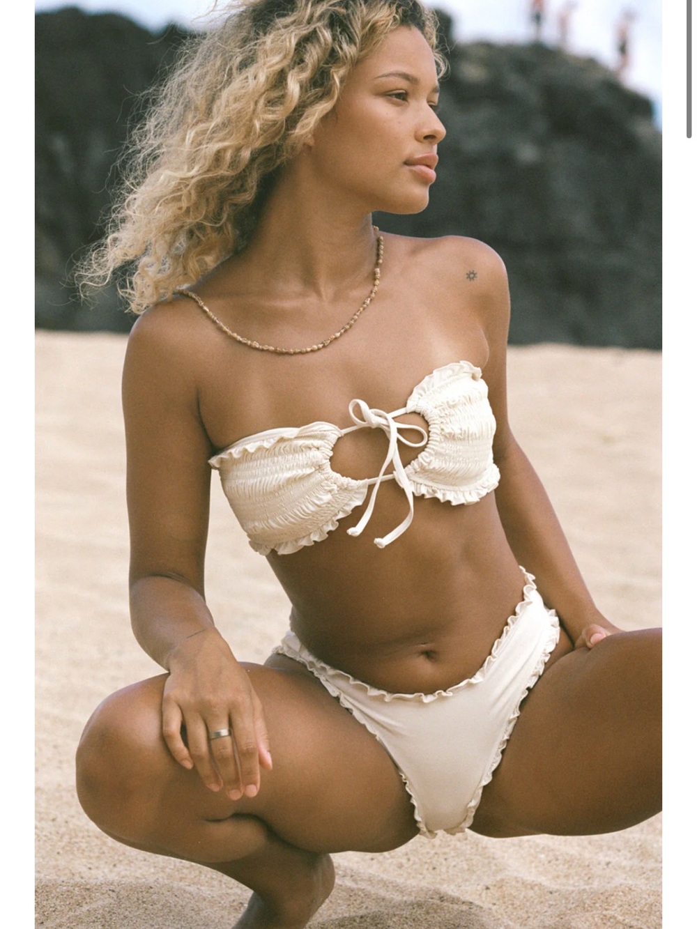 Stone Fox Swim Coconut Ruffle Bikini Bottom Quinn
